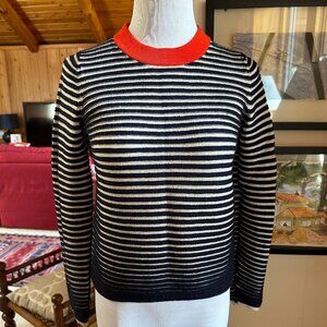 COS Navy and Cream Ivory Stripe Ombre Nautical Style Sweater – XS